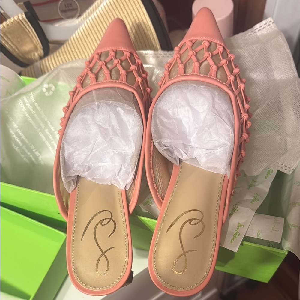 Sam Edelman Pink Mules with Rounded Toe
